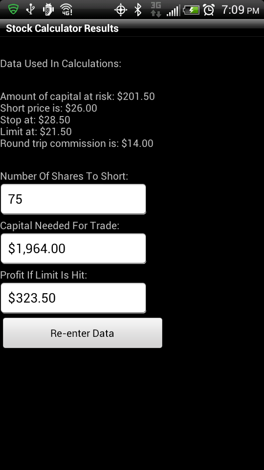 Stock Calculator results